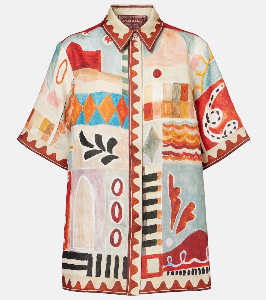 alémais x lrnce michelle printed linen shirt