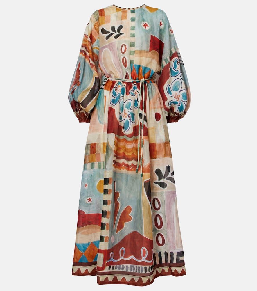 alémais x lrnce michelle printed ramie midi dress