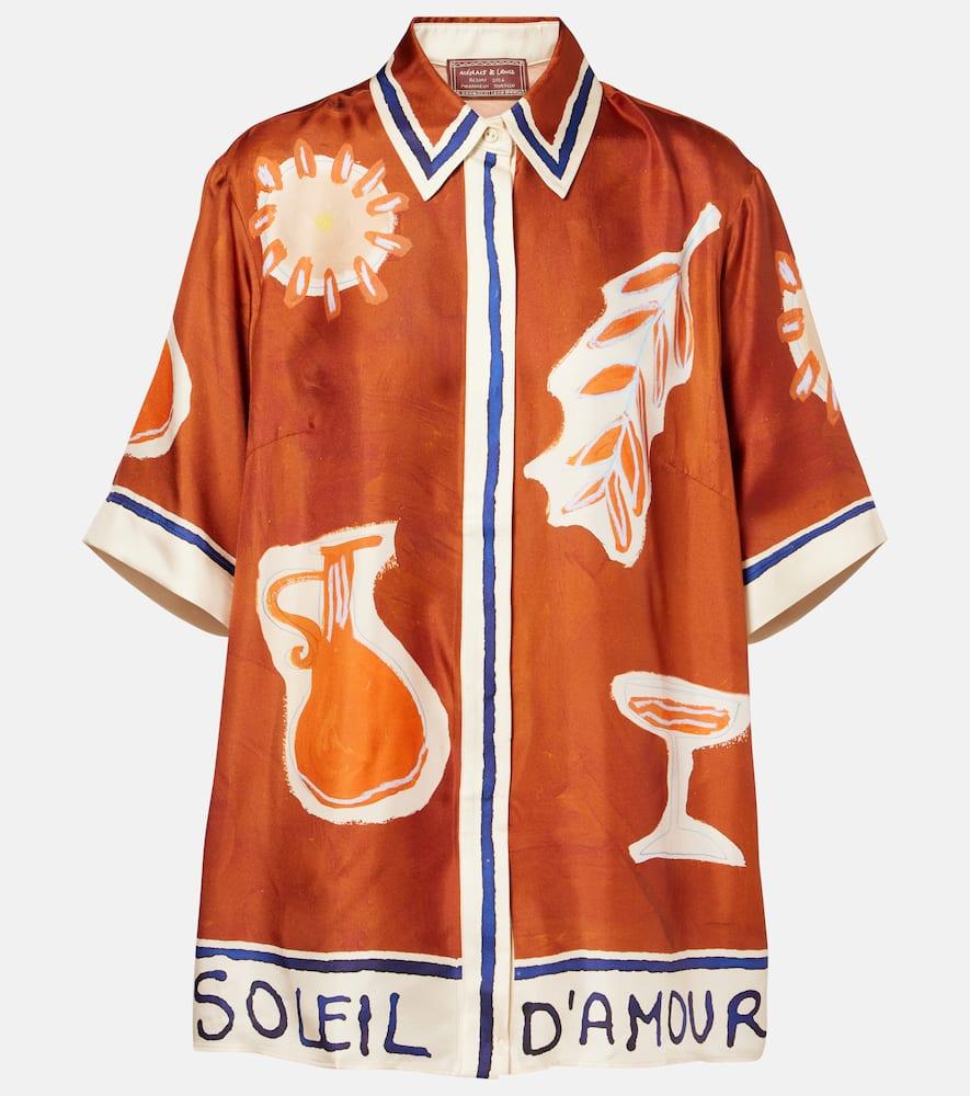 alémais x lrnce soleil d'amour printed silk shirt