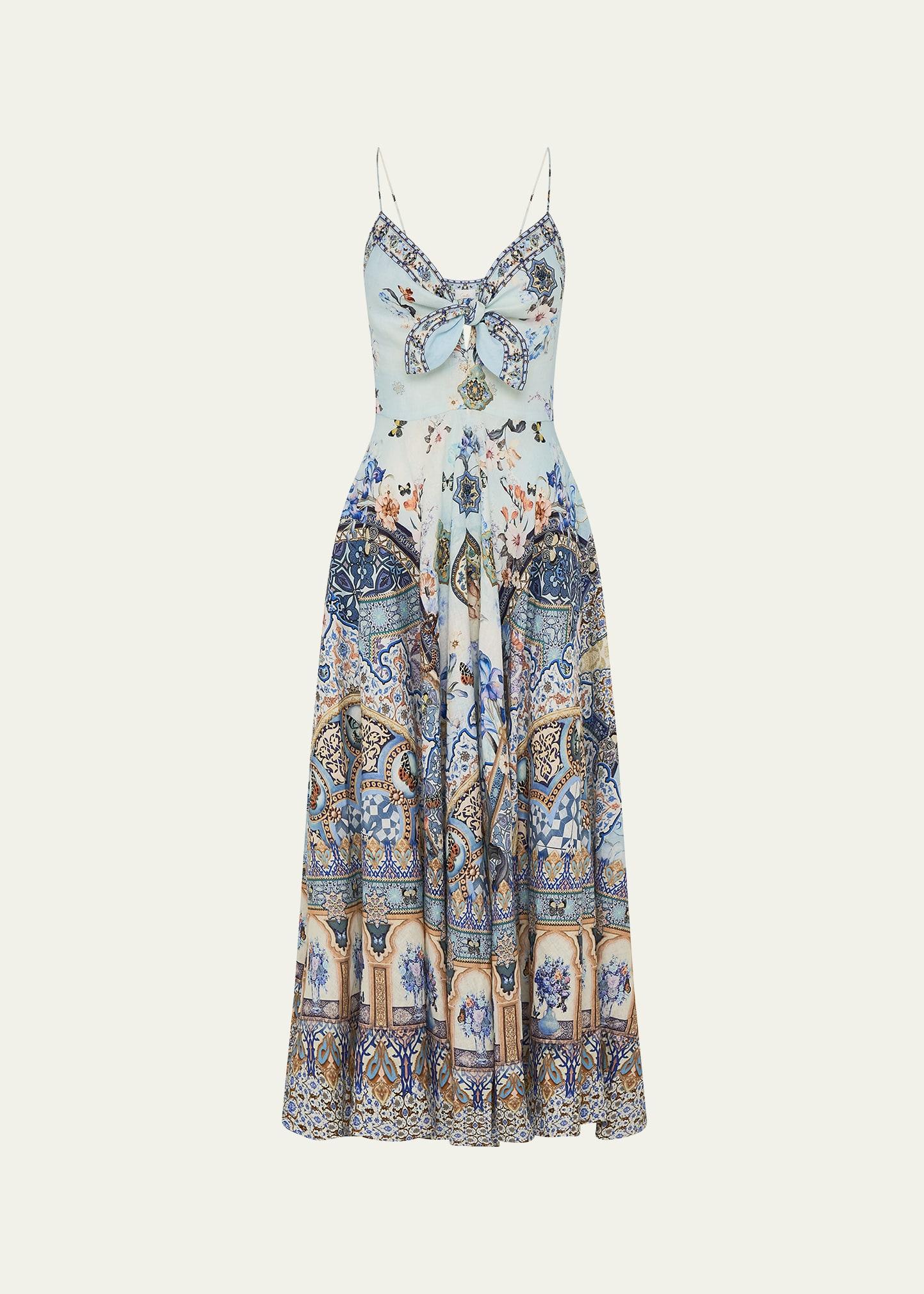 al manial palace memoirs tie-front maxi dress