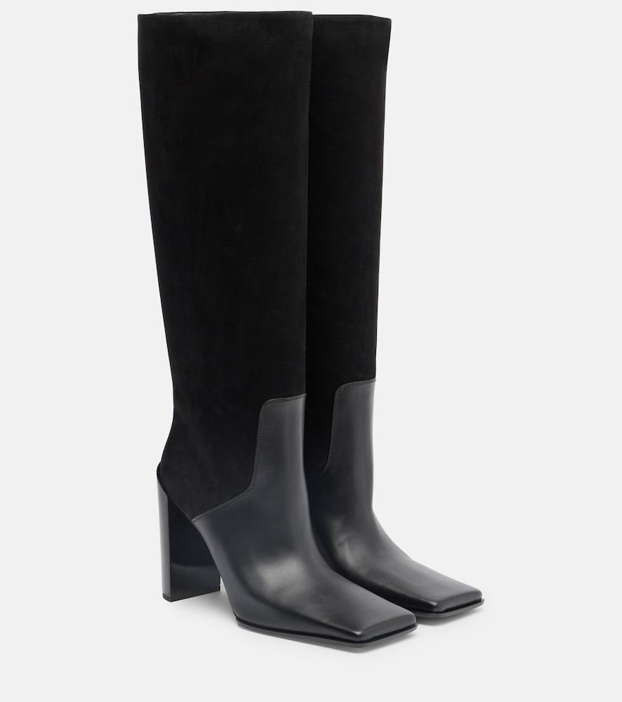 alaïa 90 leather and suede knee