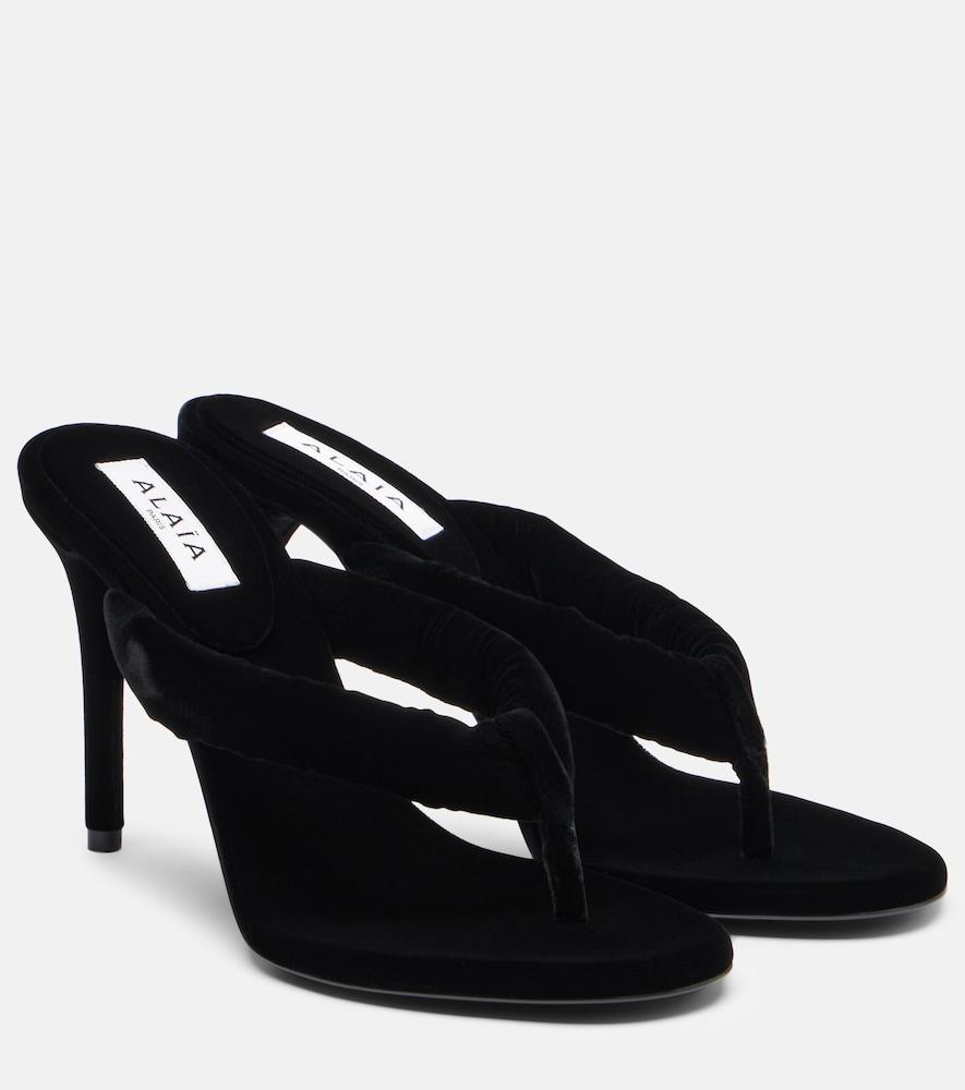 alaïa 90 velvet thong sandals