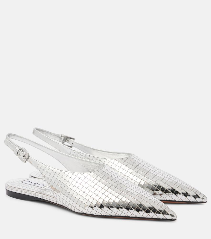 alaïa art deco mirrored leather slingback flats