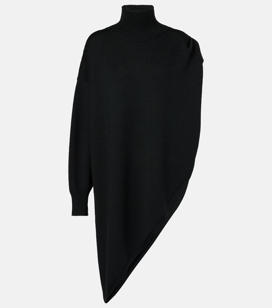 alaïa asymmetric caped turtleneck sweater