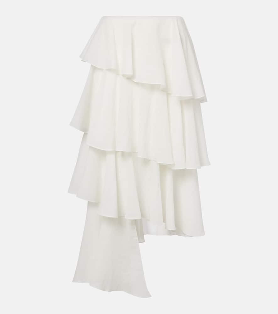alaïa asymmetric cotton and linen maxi skirt