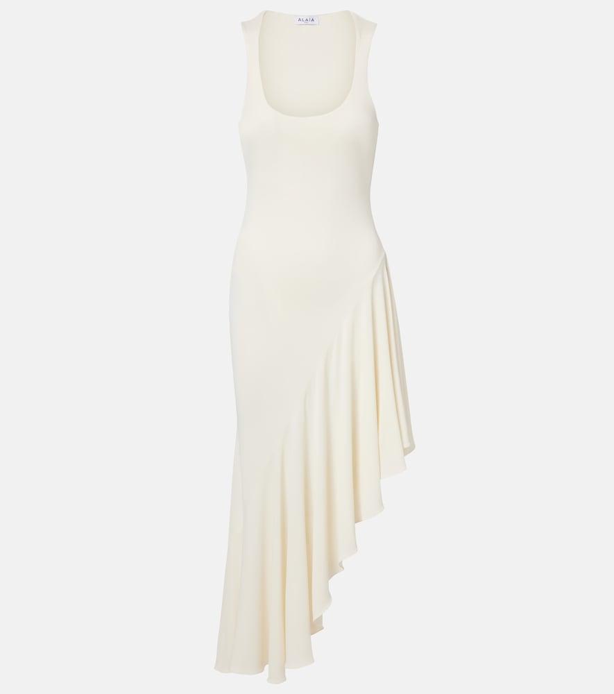 alaïa asymmetric jersey midi dress