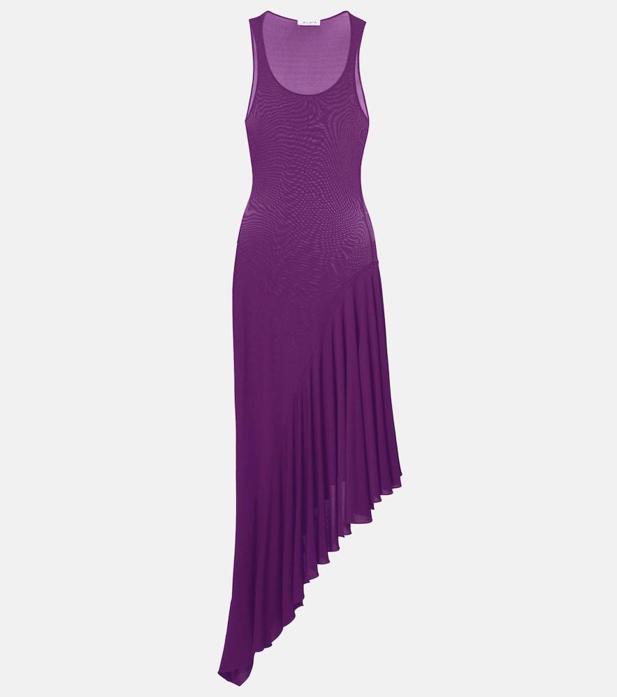 alaïa asymmetric jersey midi dress