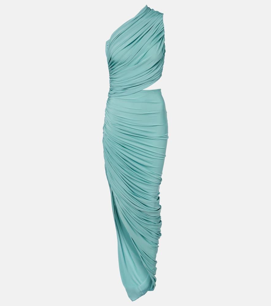 alaïa asymmetric ruched jersey maxi dress
