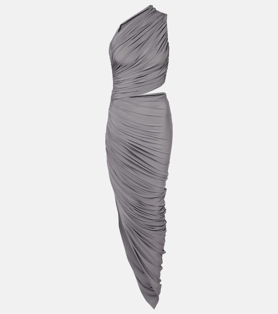 alaïa asymmetric ruched jersey maxi dress
