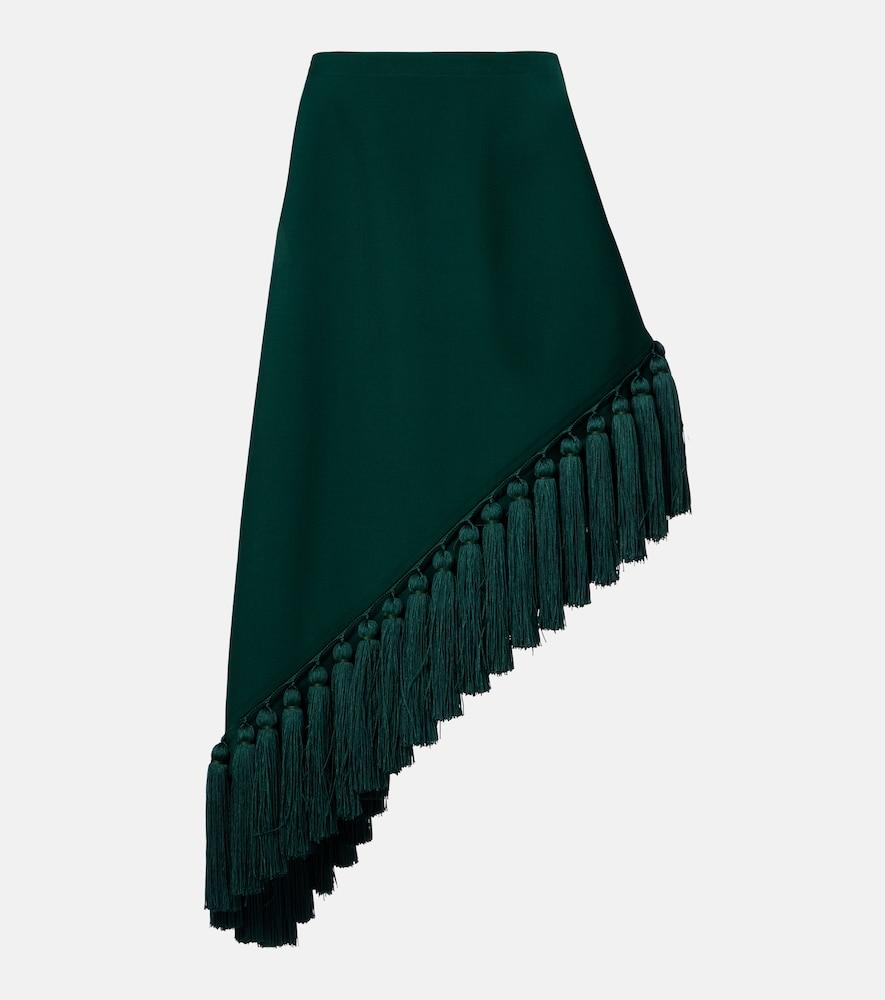 alaïa asymmetric wool gabardine midi skirt