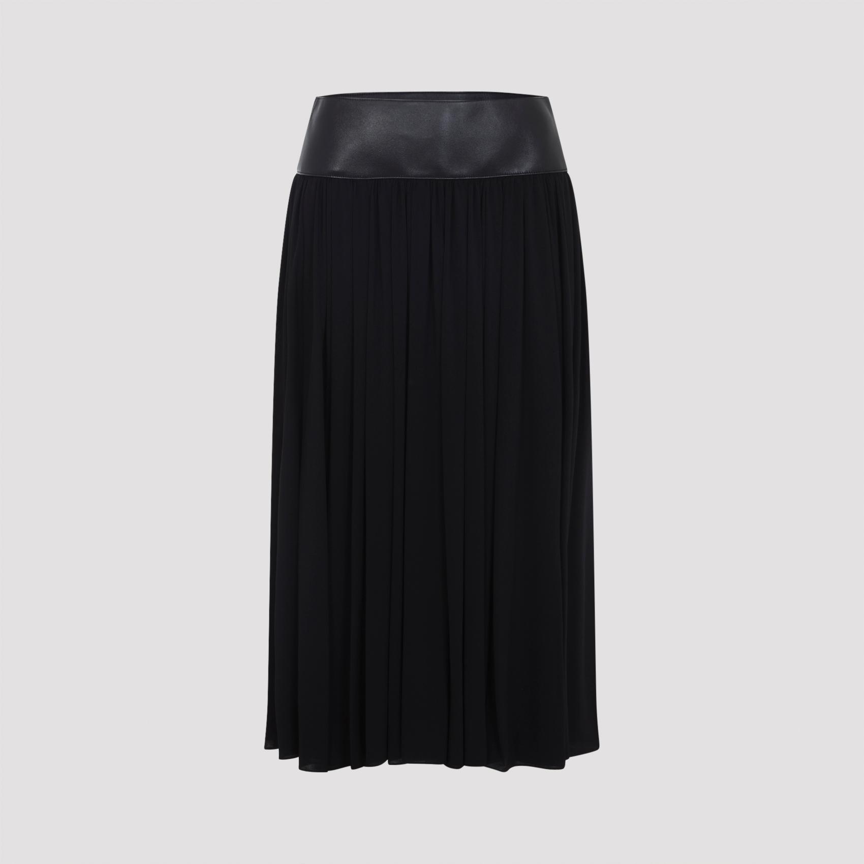 alaïa belt midi skirt black viscose elastane lamb leather - women