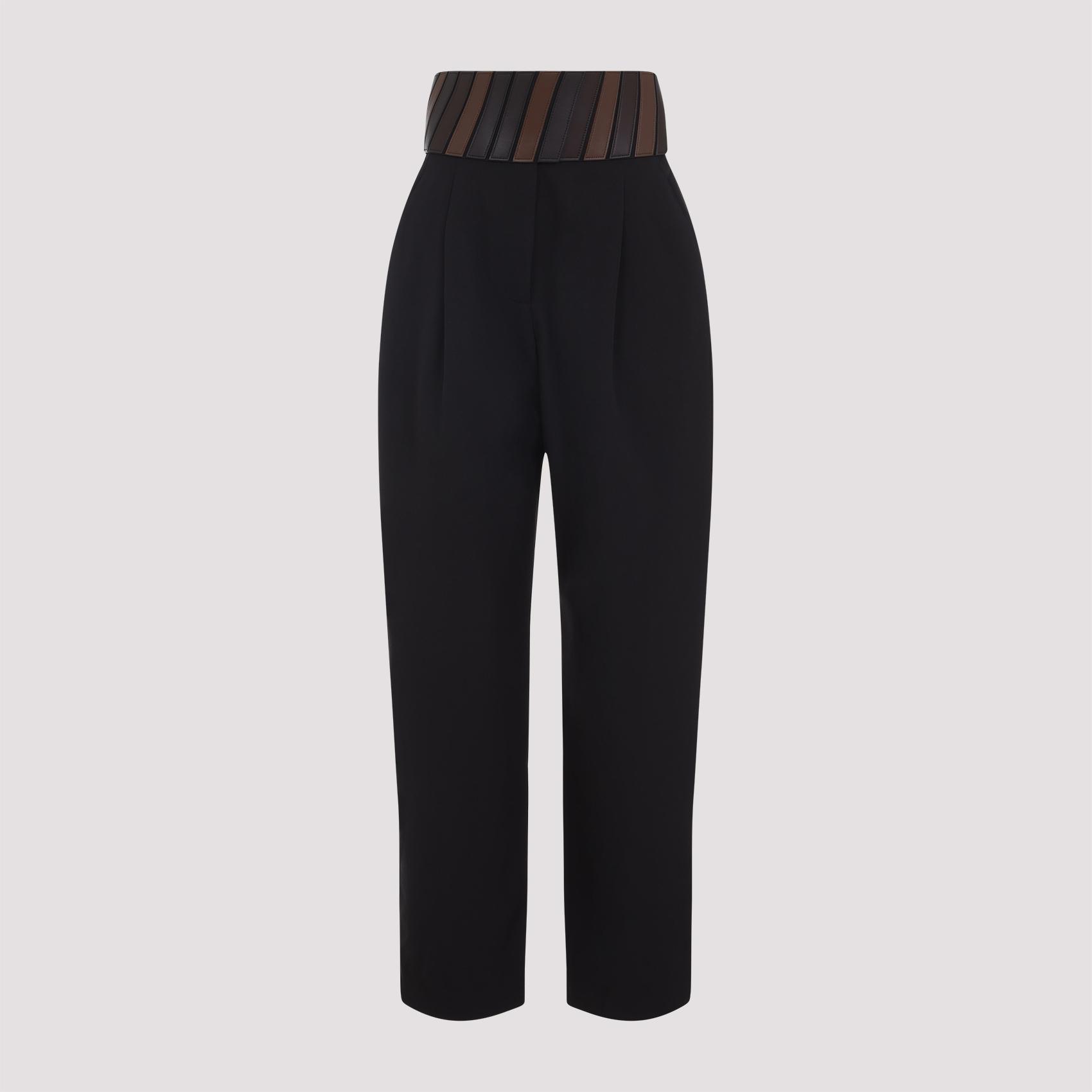 alaïa belt pants nude & neutrals wool lamb leather - women