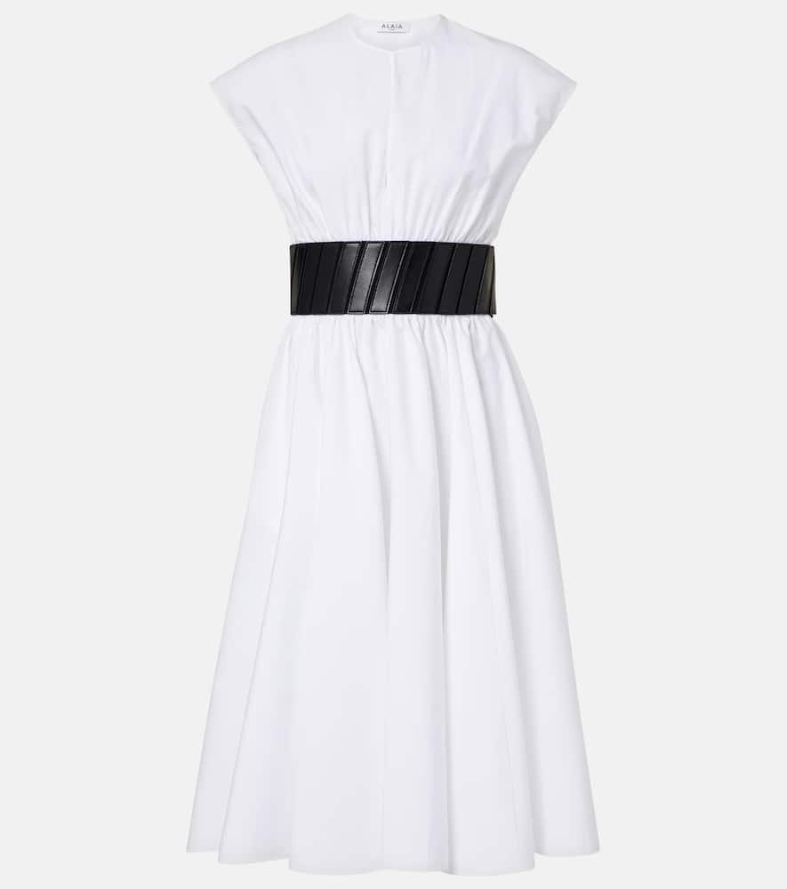 alaïa belted cotton midi dress