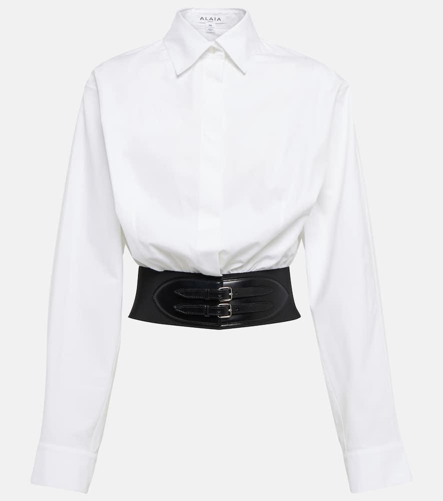 alaïa belted cotton poplin shirt