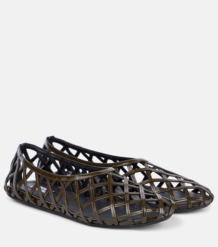 alaïa cage leather ballet flats