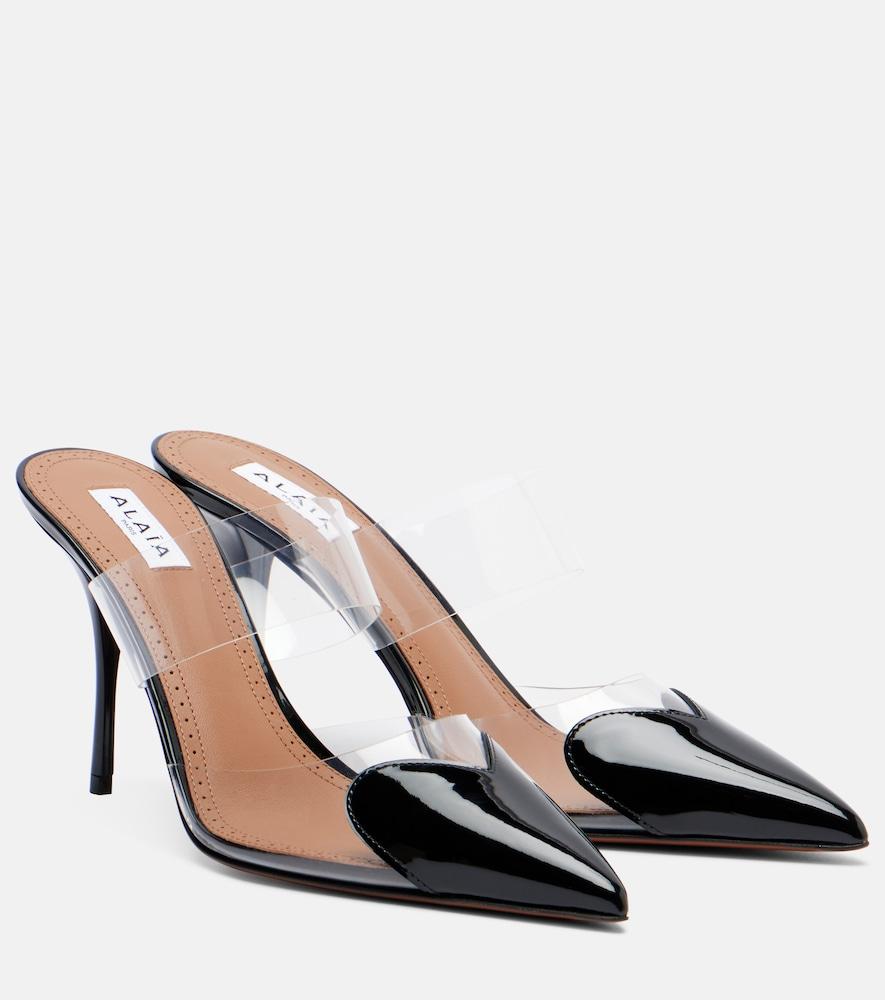alaïa caur patent leather and pu mules