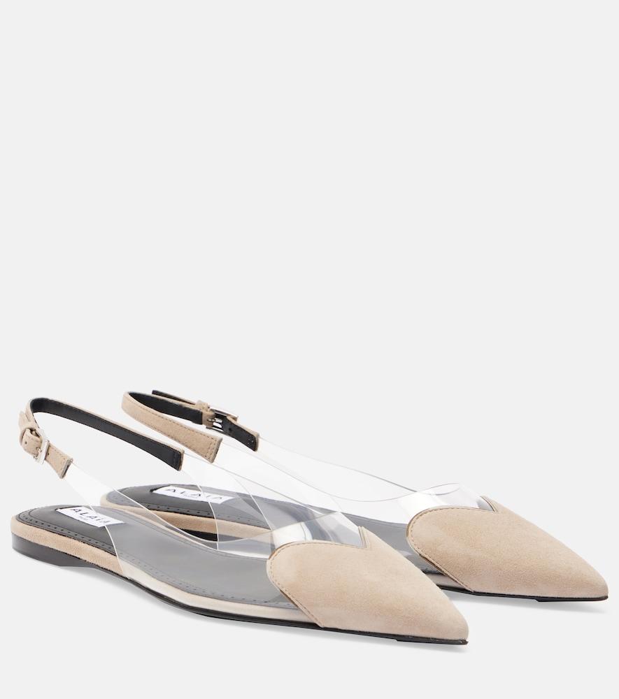 alaïa caur suede and pvc slingback ballet flats