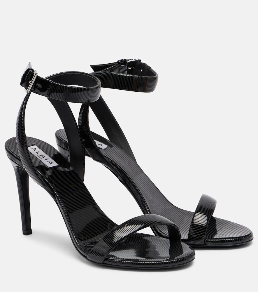 alaïa chain trompe l'ail patent leather sandals