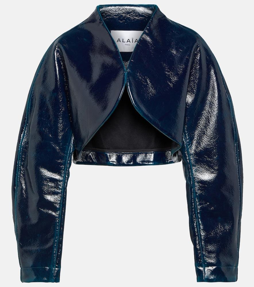 alaïa coated wool cropped jacket