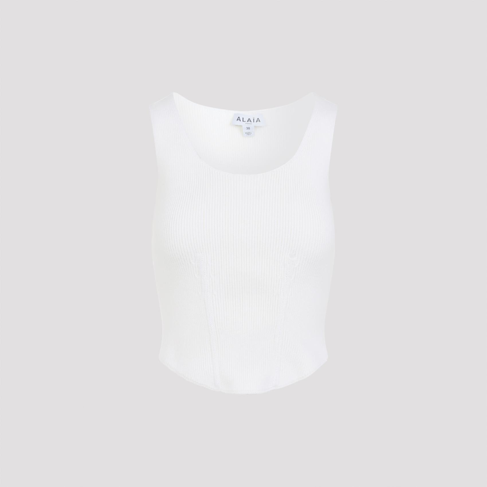 alaïa corset top white wool polyamide elastane - women