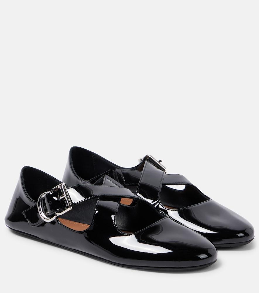 alaïa criss cross patent leather ballet flats
