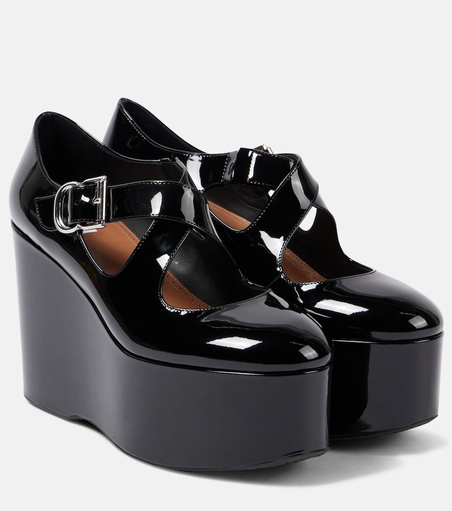 alaïa criss cross patent leather wedges