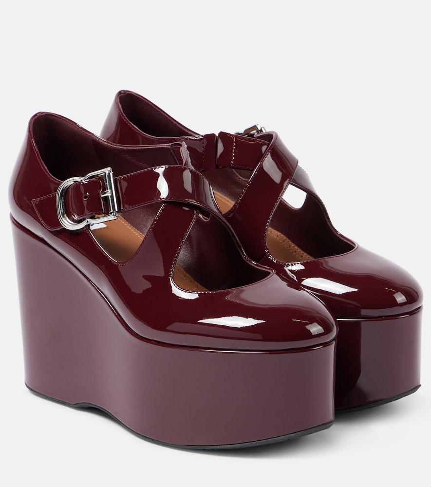 alaïa criss cross patent leather wedges