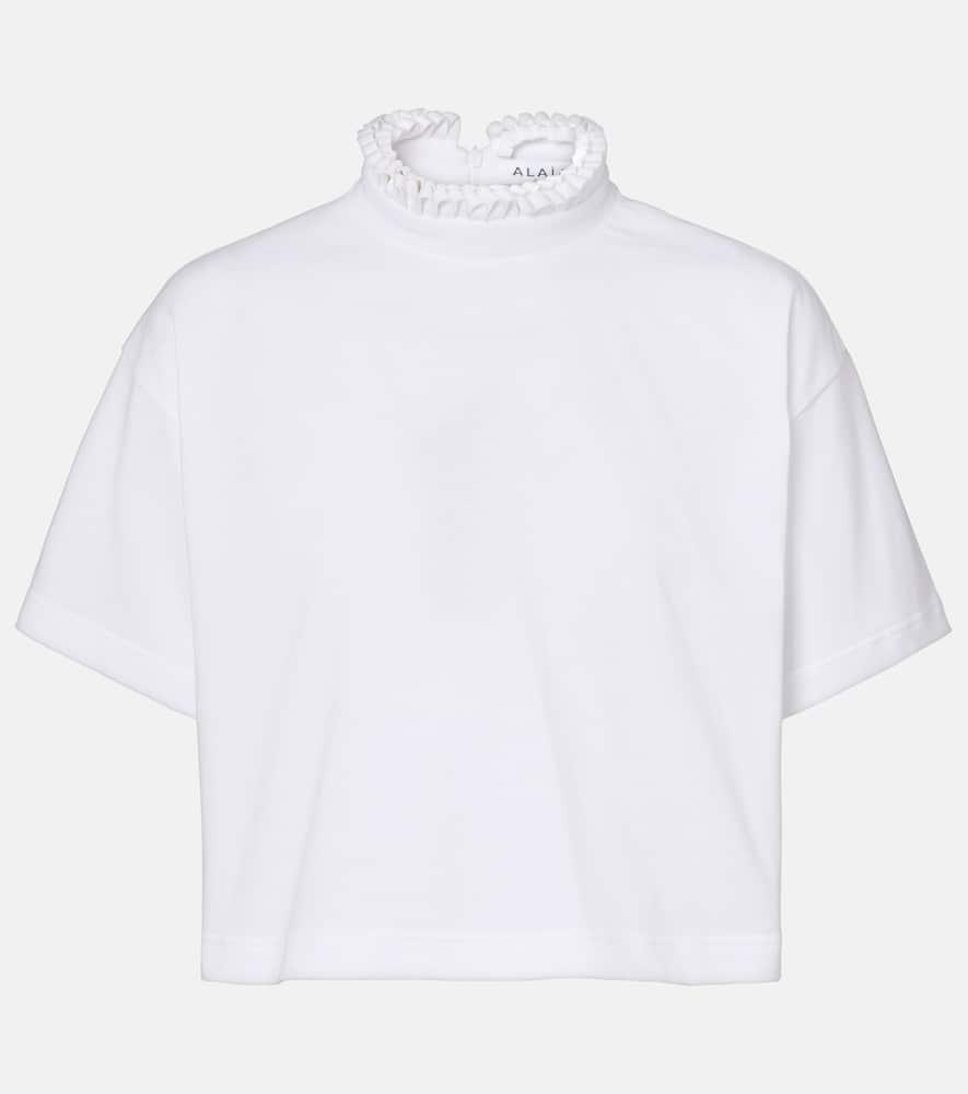 alaïa cropped cotton jersey turtleneck top