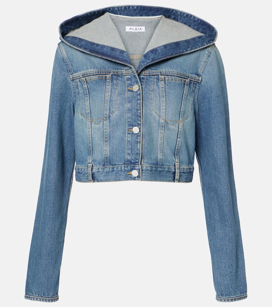 alaïa cropped hooded denim jacket