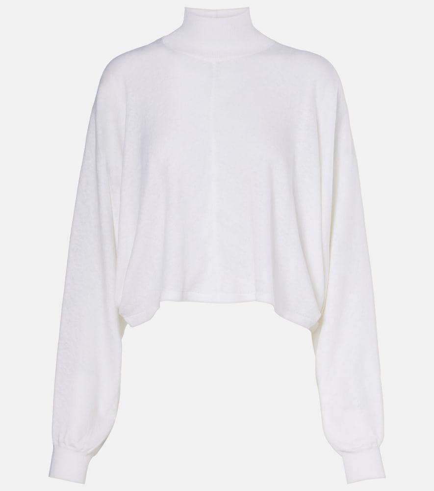 alaïa cropped linen turtleneck sweater