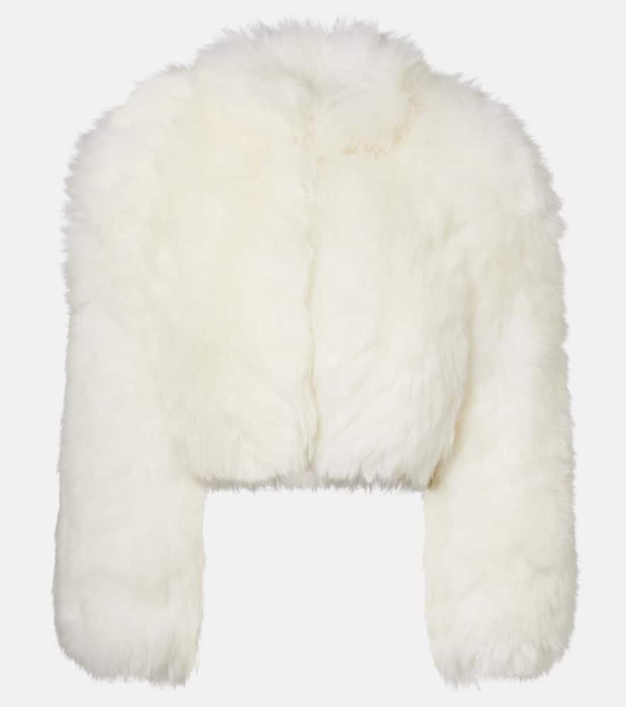 alaïa cropped shearling jacket