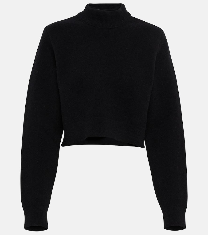 alaïa cropped virgin wool turtleneck sweater