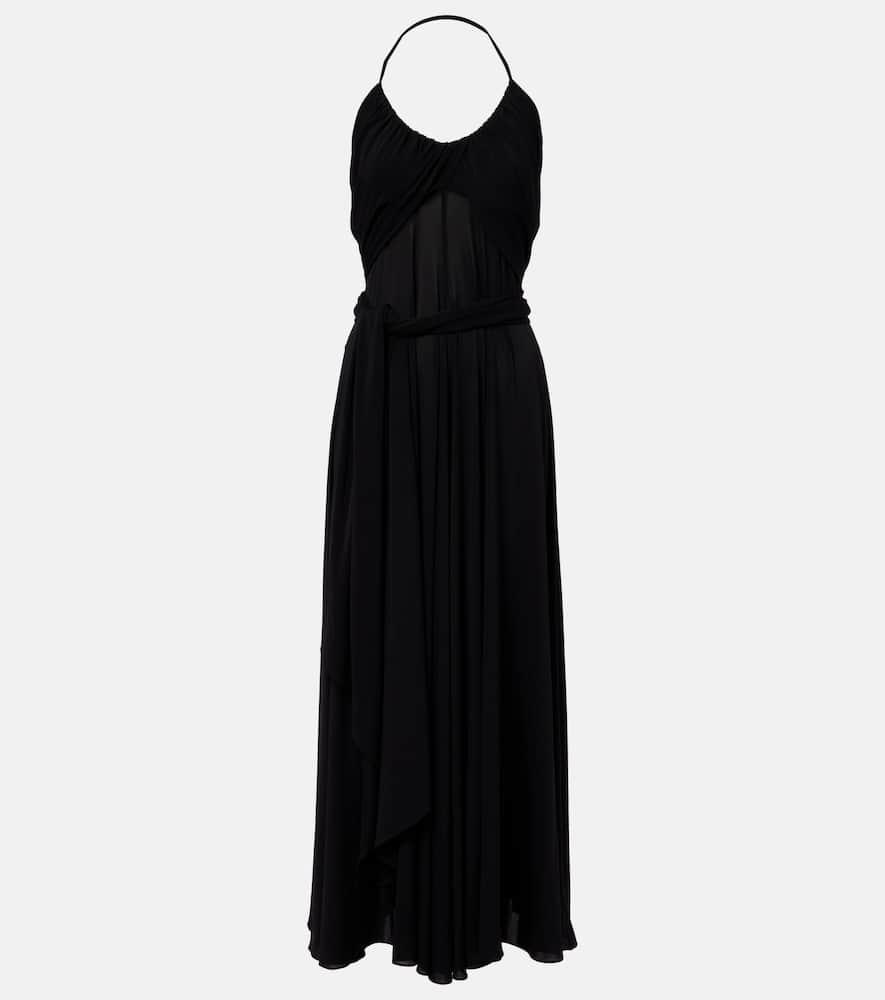 alaïa cross draped gathered maxi dress