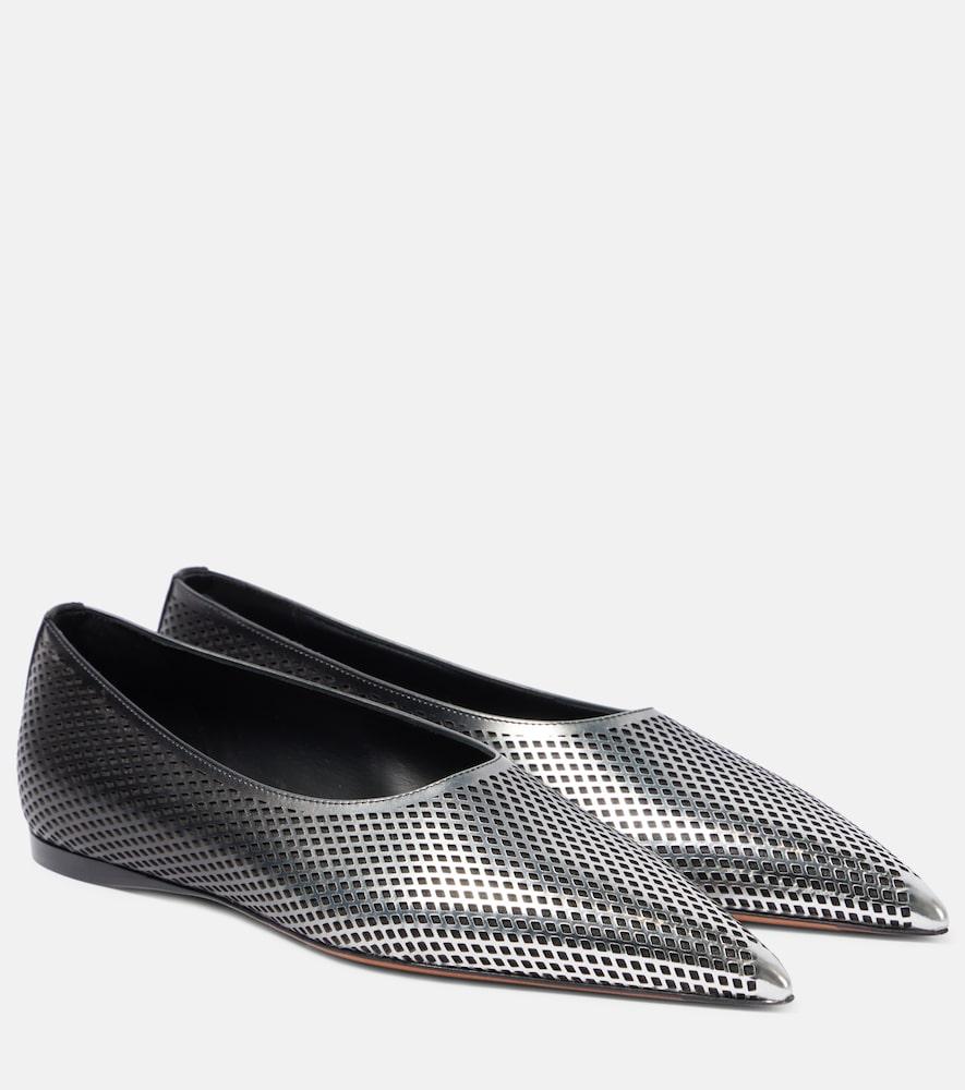 alaïa dégradé fishnet leather ballet flats