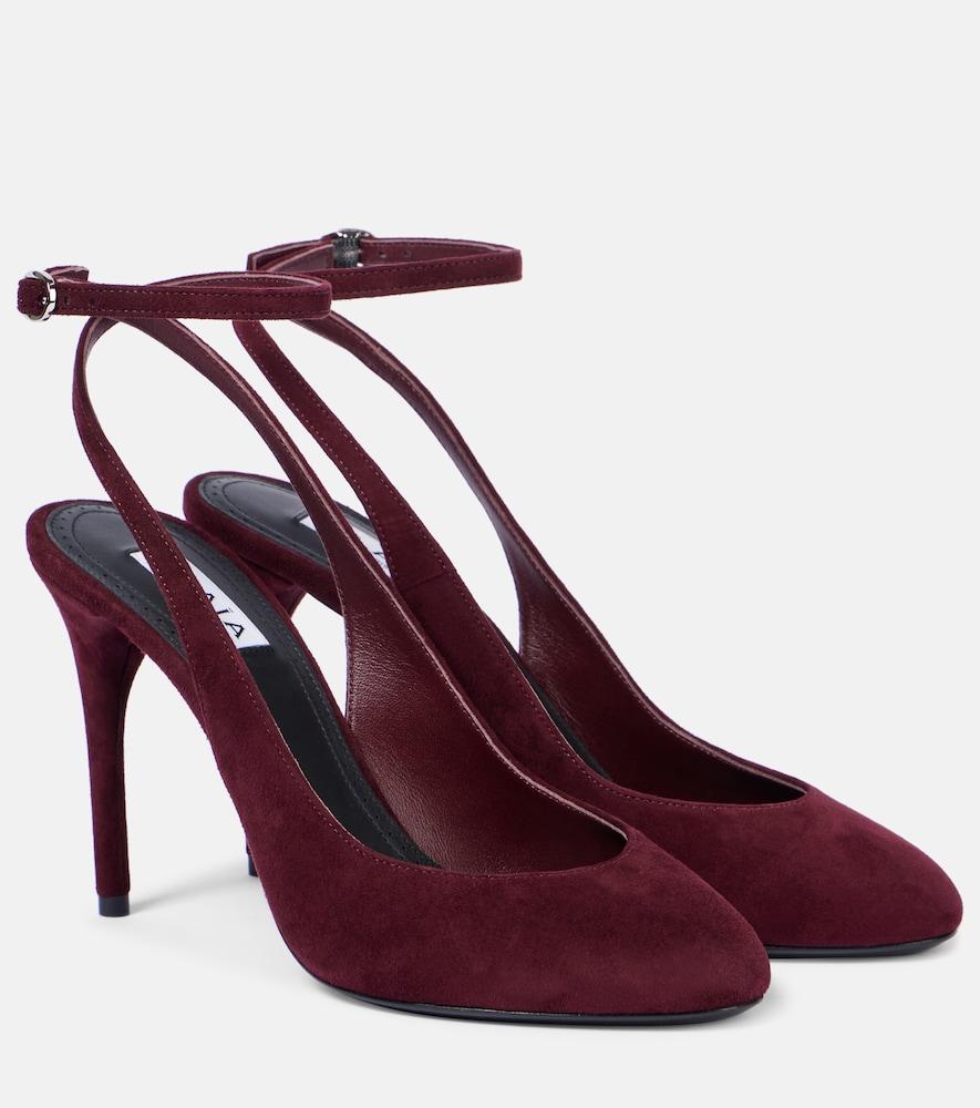 alaïa decolette 90 suede slingback pumps
