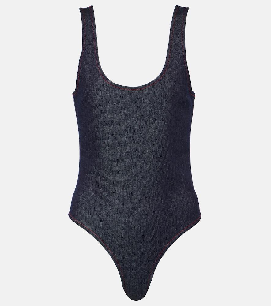 alaïa denim bodysuit
