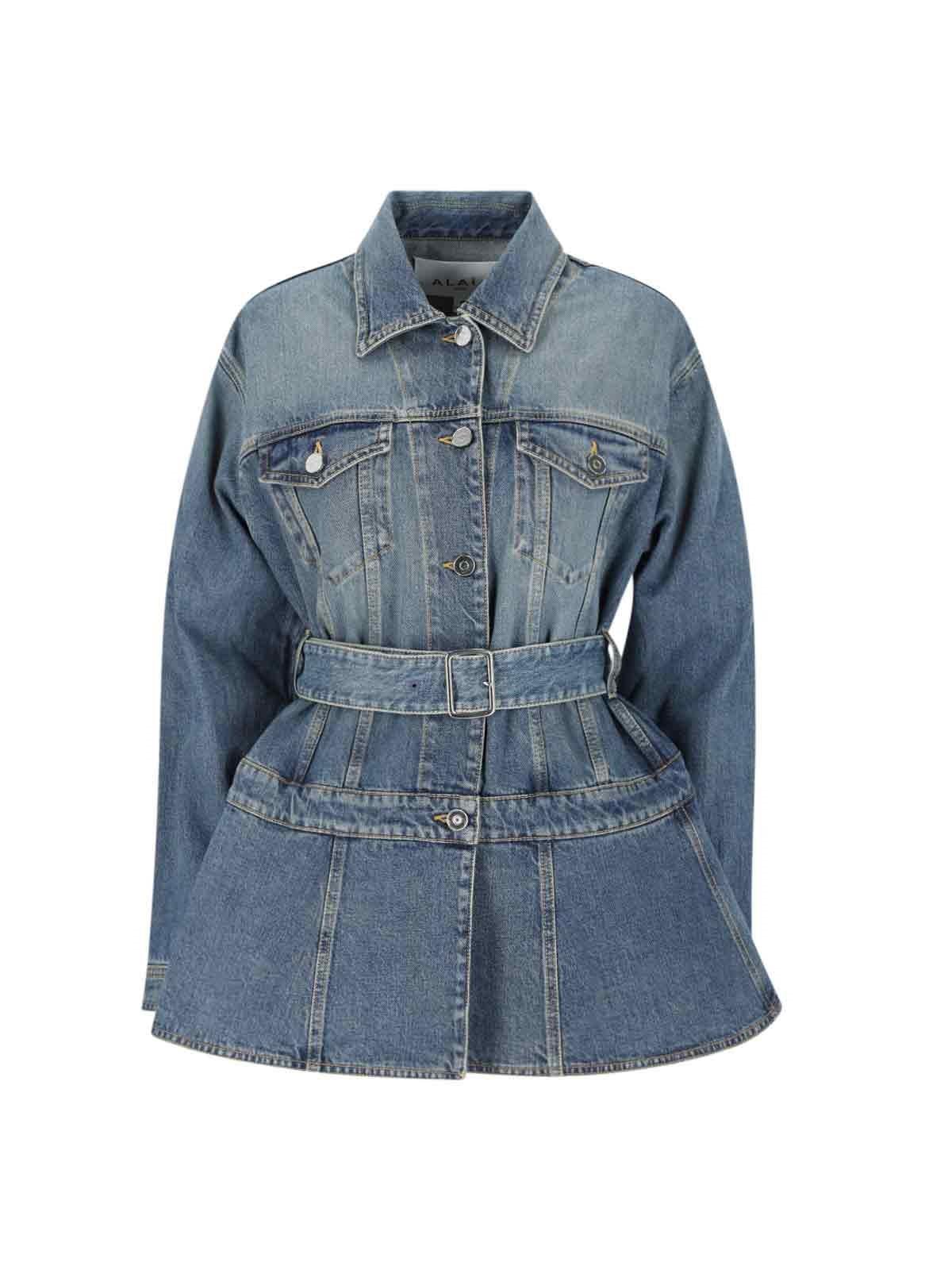 alaïa denim jacket with belt
