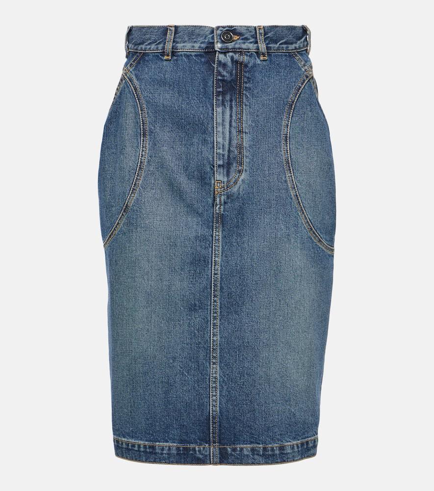 alaïa denim pencil skirt