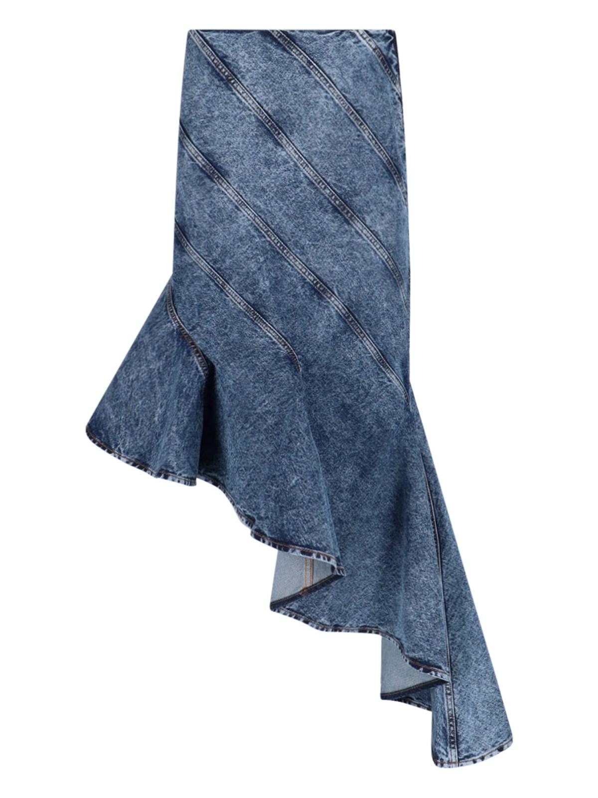 alaïa denim spiral midi skirt