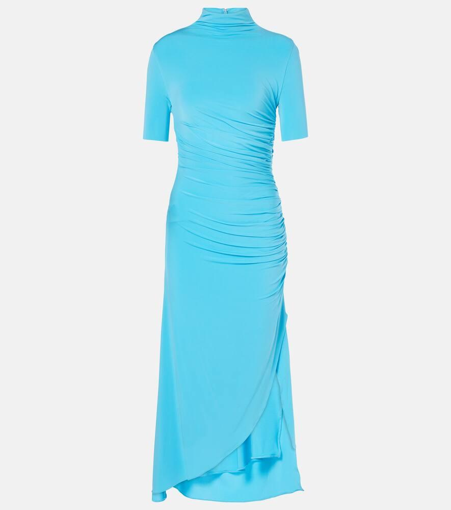 alaïa draped asymmetric midi dress