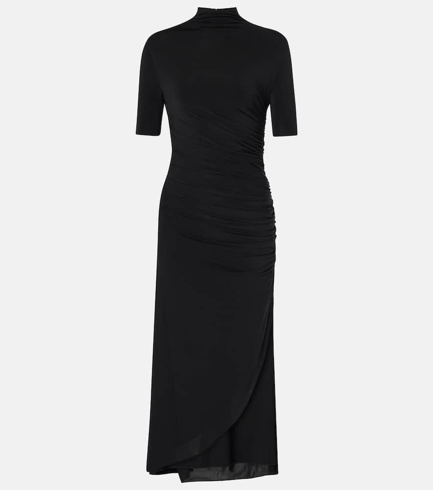 alaïa draped asymmetric midi dress