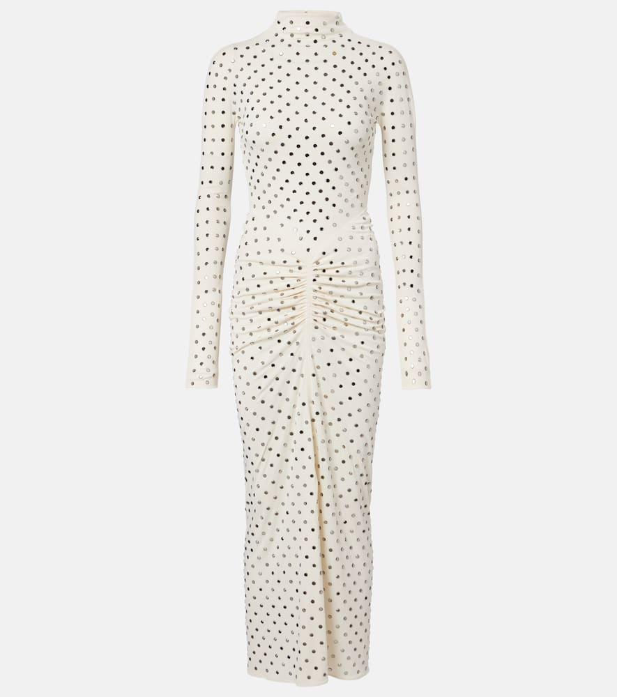 alaïa embellished gathered jersey maxi dress