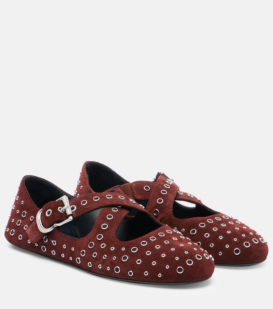 alaïa embellished suede ballet flats