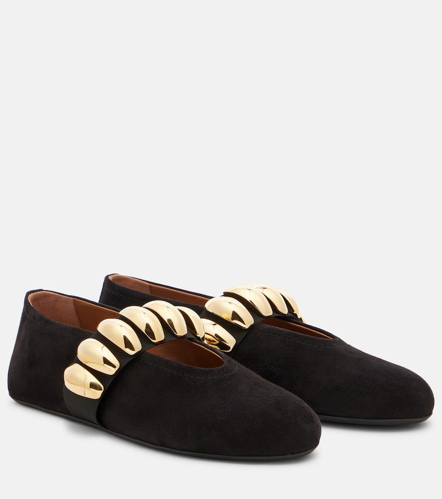 alaïa embellished suede ballet flats