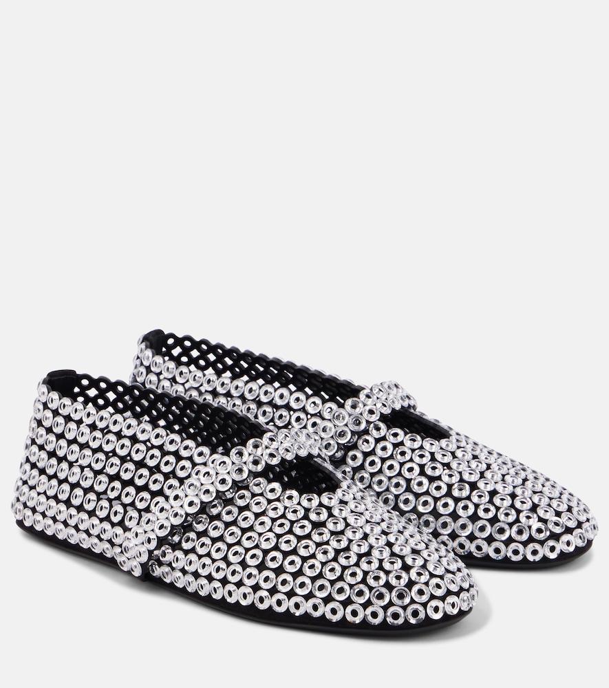 alaïa embellished suede mary jane flats