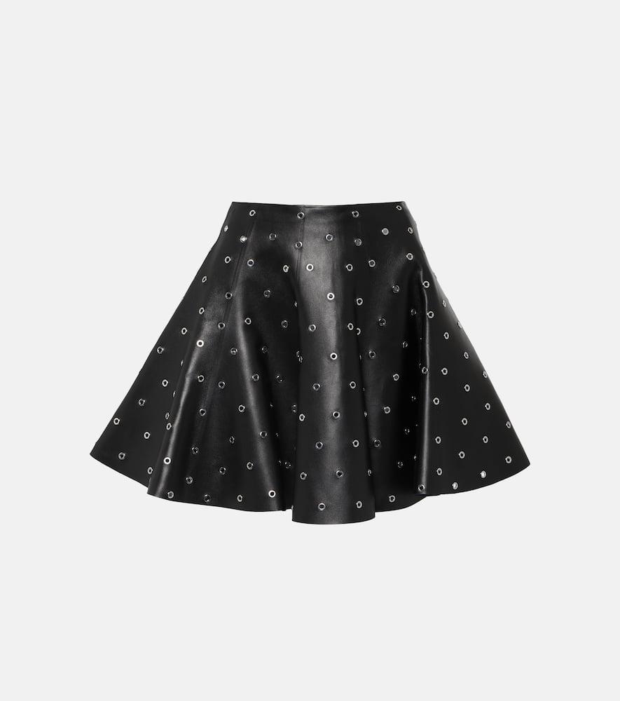 alaïa eyelet embellished leather miniskirt