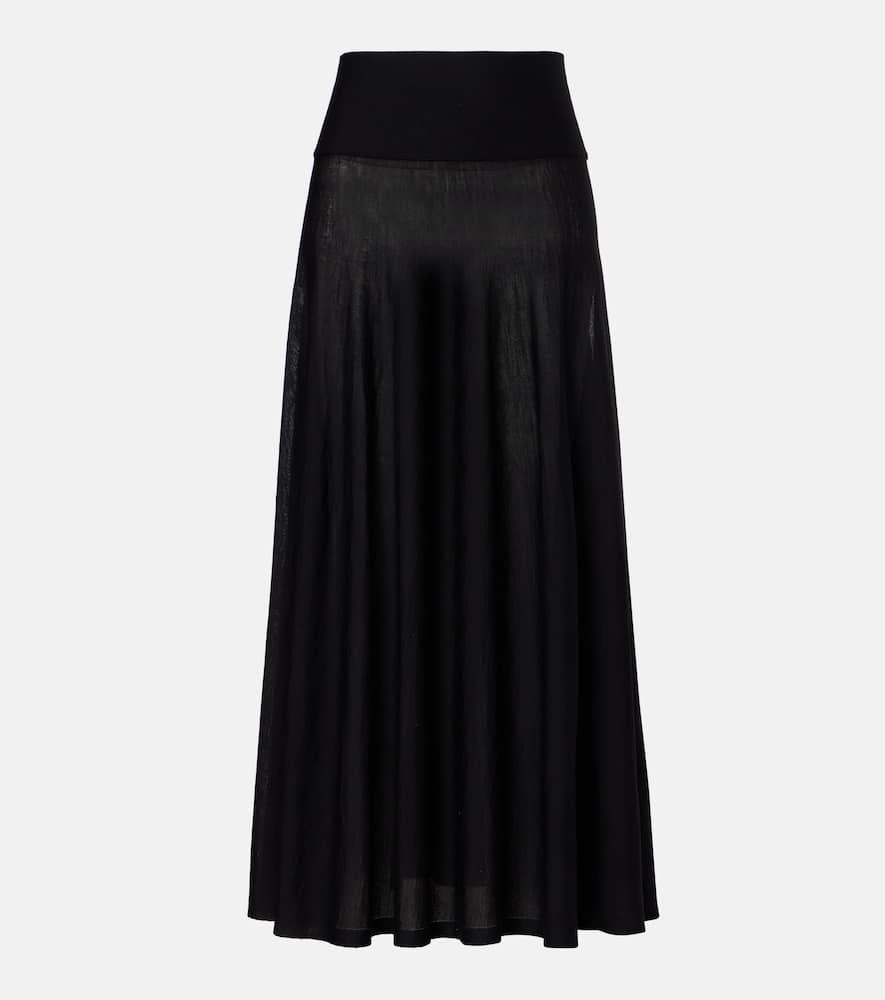 alaïa flared virgin wool maxi skirt