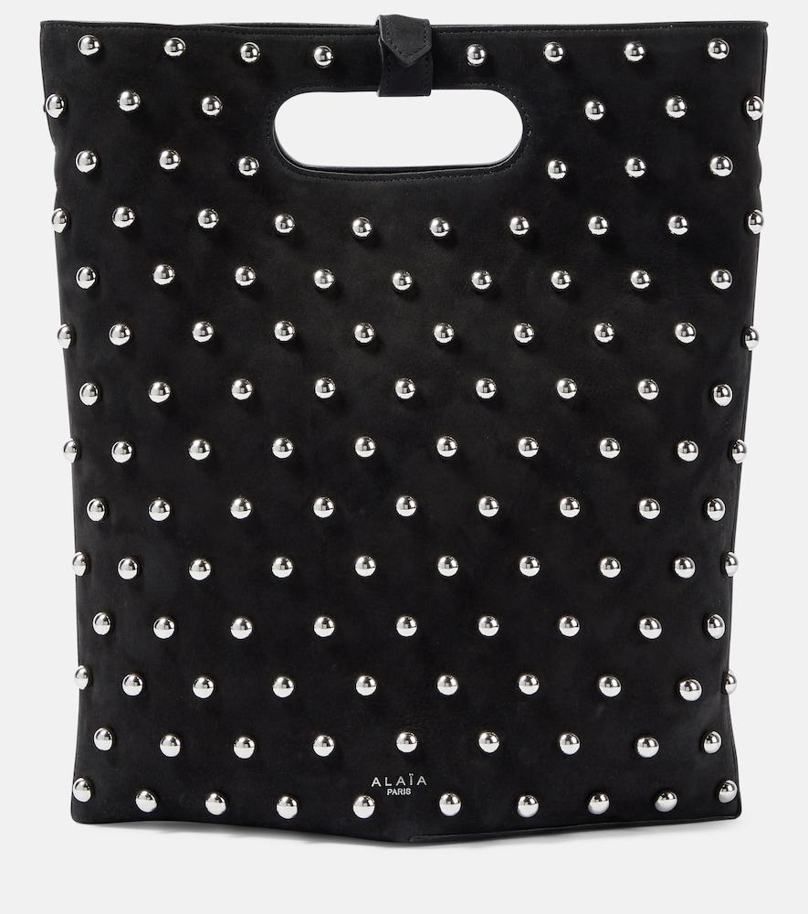 alaïa folded embellished suede tote bag