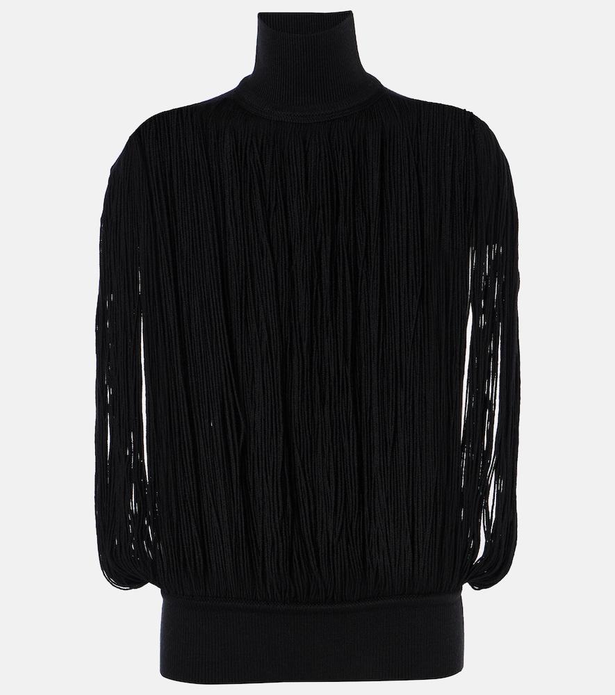 alaïa fringed wool sweater