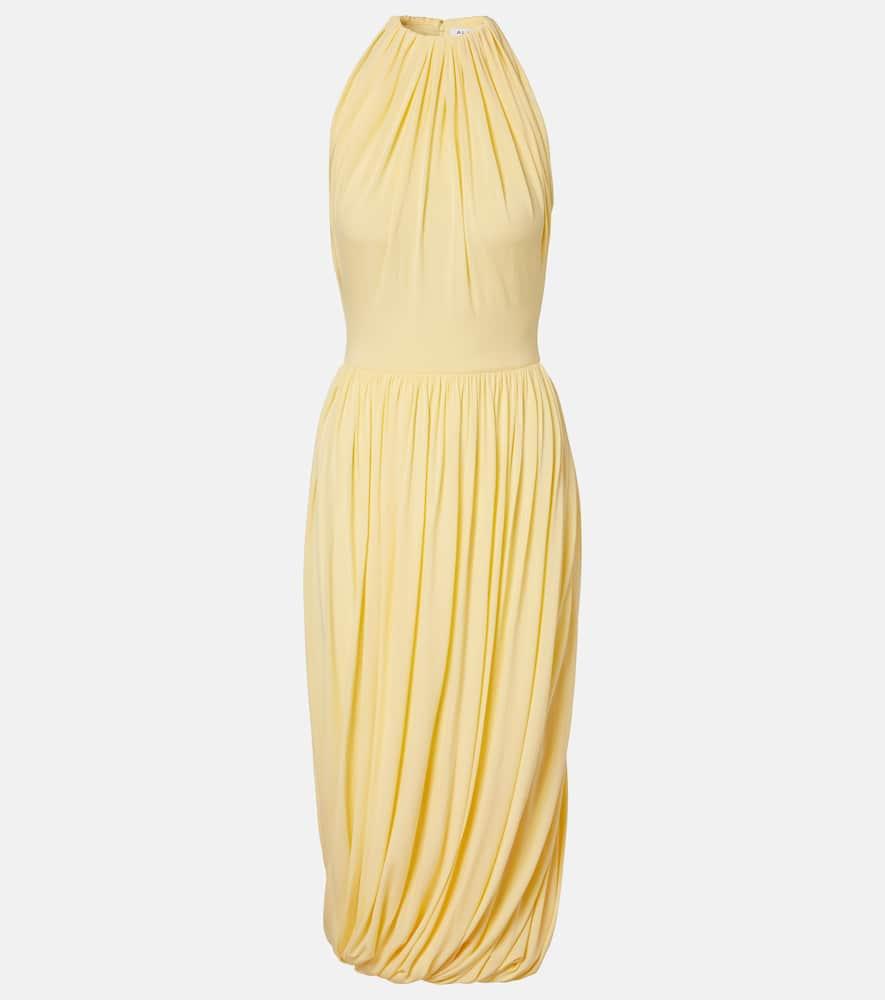alaïa gathered jersey midi dress
